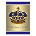 Blue and Gold Crown Little Prince Baby Shower Personalized Invite