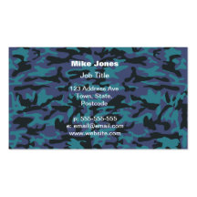Blue camo pattern business card template