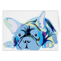Blue French Bulldog karten