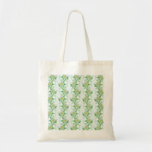 Blue green yellow flowering vine tote bag