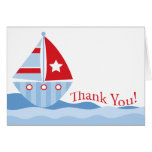 Blue Sailboat Baby Shower Thank You Note Card karten
