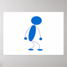 Blue Stick Figure Mad Poster