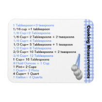 Blue & White Cooking Measurement Chart Magnet magnete