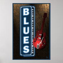 Blues-Neonzeichen-Plakat