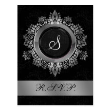 blühen Sie elegantes UAWG Hochzeit des silbernen M Postkarte