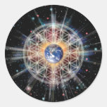 Blume des Lebens auf Erde Runder Sticker