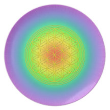 Blume des Lebens Chakra Farben Teller