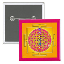 BLUME des LEBENS - Chakras Yantra Anstecknadelbutton