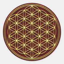 Blume des Lebens -Flower of life - Gold Runder Sticker