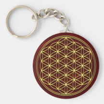 Blume des Lebens -Flower of life - Gold Schlüsselanhänger