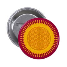 Blume des Lebens - gelbes sonniges Anstecknadelbutton
