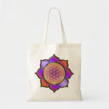 Blume des Lebens Lotus - violet orange Tragetasche