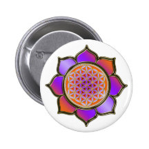 Blume des Lebens Lotus - violet orange / trans. Anstecknadel