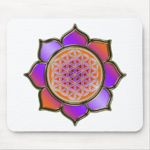 Blume des Lebens Lotus - violet orange / trans. Mousepads