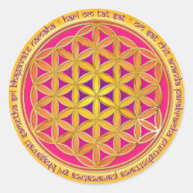 Blume Des Lebens mit Moola-Mantra Runde Sticker