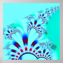 Blume · Fraktal-Kunst · Türkis Plakat