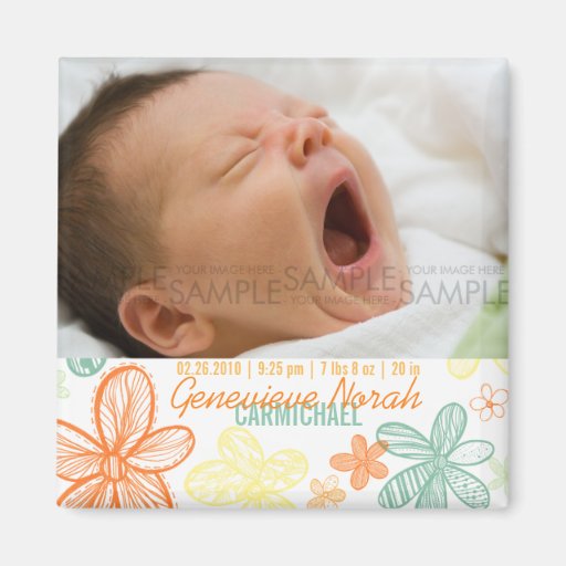 Blume kritzelt multi • Baby-Mitteilung Kühlschrankmagnete