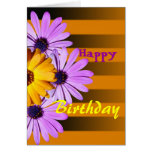 Blumen auf Streifen alles Gute zum Geburtstagkarte