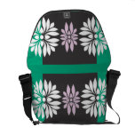 Blumen auf Türkis und Schwarzem Kurier Tasche