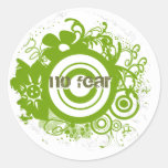 Blumen-Kreis mit Kanji für Mut Runder Sticker