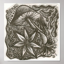 Blumen-Pilz-Leinwand Poster