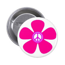 Blumen-Power-Friedenszeichen Button