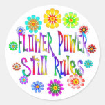 Blumen-Power-Regeln Runder Aufkleber