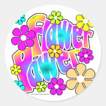 Blumen-Power Runde Aufkleber