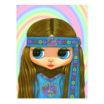Blumen-Powerhippie-Puppen-Postkarte