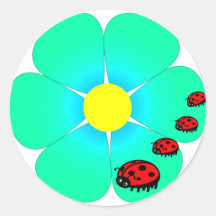 Blumen- und Marienkäferaufkleber