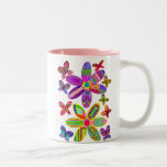 Blumen und Schmetterlings-bunter Becher Kaffeetasse