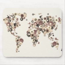 Blumen-WeltkarteSepia Mousepad
