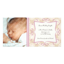 Blumencreme und rosa neue Baby-Foto-Karten Foto Karte