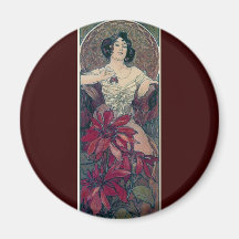 Blumenfrauen-Damenfrau des mucha Kunst-Dekos rote Magnete