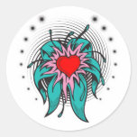 Blumenherz-Tätowierungsentwurf Sticker