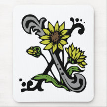 Blumenmonogramm-Buchstabe X Mousepads