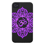 BlumenOm-Entwurf - lila und schwarz iPhone 4 Case-Mate Hülle