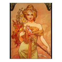 Blumenstrauß Alphonse (Alfons) Mucha Postkarte