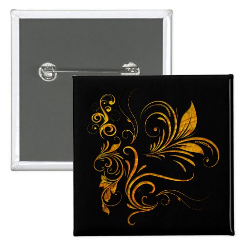 Blumenverzierung im Gold Anstecknadelbutton