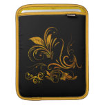 Blumenverzierung im Gold Sleeves Für iPads