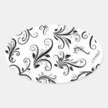 BlumenWirbel dekoratives VenetDamask Schwarzes, we Ovale Aufkleber