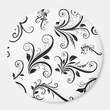 BlumenWirbel dekoratives VenetDamask Schwarzes, we Kühlschrankmagnete