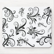 BlumenWirbel dekoratives VenetDamask Schwarzes, we Mousepad