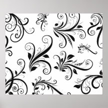 BlumenWirbel dekoratives VenetDamask Schwarzes, we Posterdrucke
