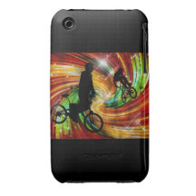 BMXers im roten und orange Grunge-Wirbel Case-Mate iPhone 3 Hülle