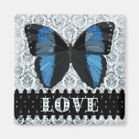 Boho blauer Schmetterlings-Liebe-Kunst-Magnet Magnete