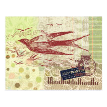 Bon Boyage Thumbelina Vintage Collagen-Kunst-Postk