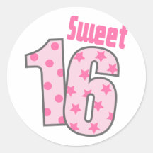 Bonbon 16 (rosa Punkte und Sterne) Runde Aufkleber