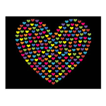 Bonbon-Regenbogen-Liebe-Herzen Postkarte