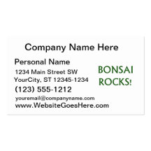 Bonsai schaukelt das Slogan-Sprichwort, das im grü Visitenkartenvorlagen